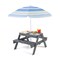Grey Kids Picnic Table Set with Umbrella 3 Storage Bins Table Bench 38 Inch